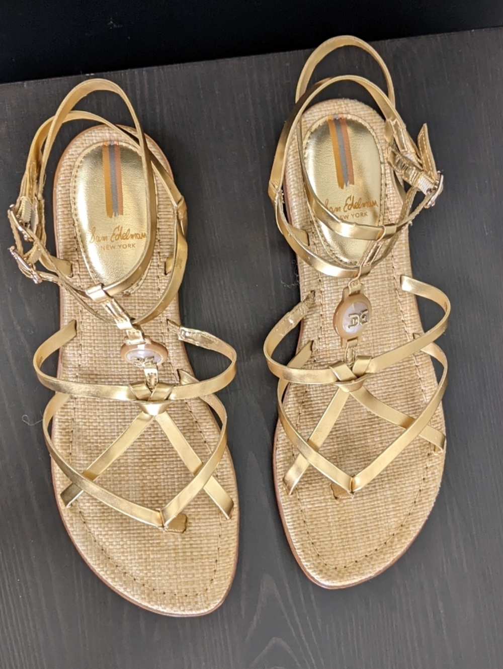 Sam Edelman Gwen Gold Strappy Gladiator Sandals - Picture 3 of 10